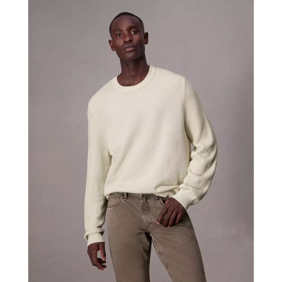 RAG & BONE Sweater Mens Medium Cream Waffle Knit Washed Dexter Crew $268 - Picture 1 of 7